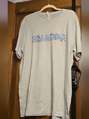 Bella Canvas Light Gray Grandma Graphic Tee with Blue Floral Print